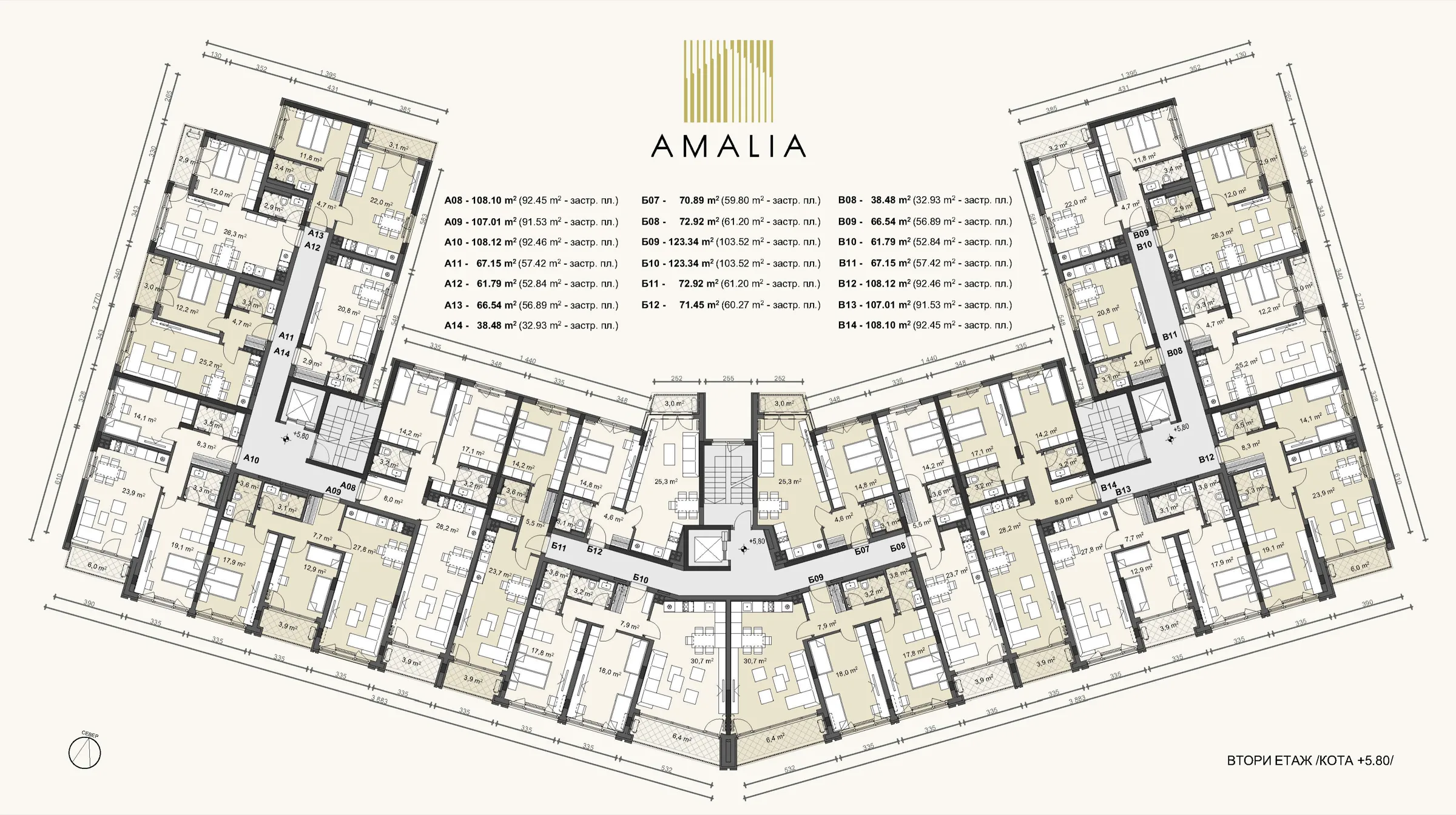 Примерно разпределение — тристаен, 107.01 м²